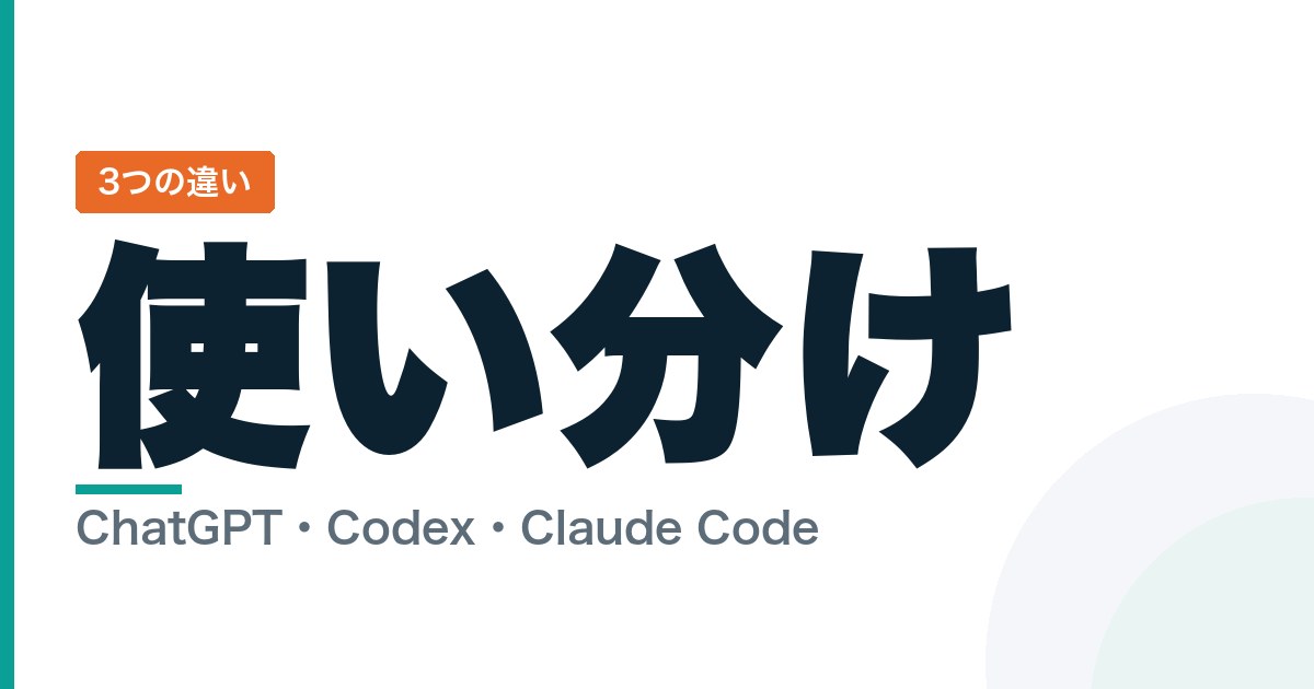 ChatGPT・Codex・Claude Codeの違いと使い分け